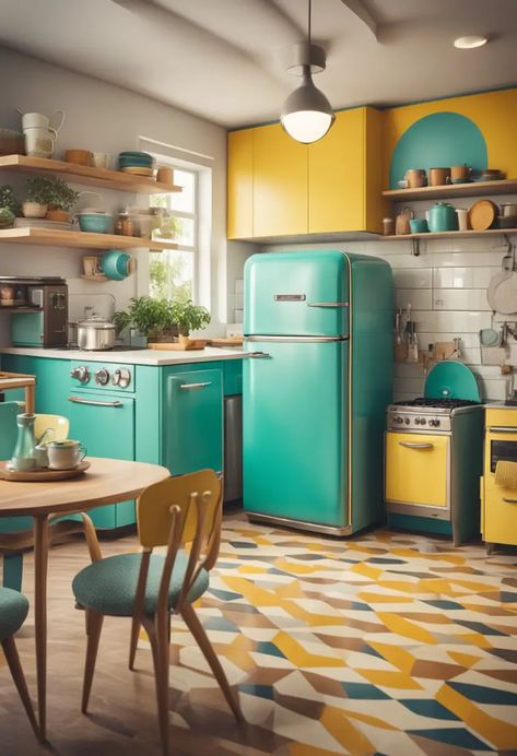 Kitschy Kitchens: A Guide to Retro-Inspired Kitchen Design Kitchen 50s Style, Kitschy Kitchen Decor, 50s Kitchen, Kitschy Decor, Retro Appliances, Kitschy Kitchen, Retro Diner, Diy Techniques, Affordable Decor