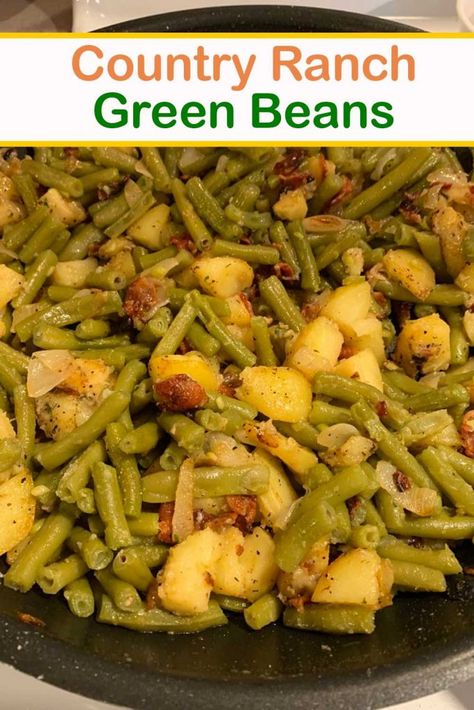 Crockpot Chicken Potatoes Green Beans Ranch, Ranch Green Beans, Southern Green Beans, Canned Potatoes, Can Green Beans, Potato Onion, Green Beans And Potatoes, Fries In The Oven, Bean Recipes