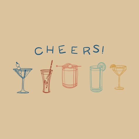 cocktail doodles, always 🫒🥂🥃 Happy Hour Illustration, Cheers Illustration, Decor Stickers, Happy Hour, Watercolor Art, Barware, Illustration Art, Doodles, Stationery