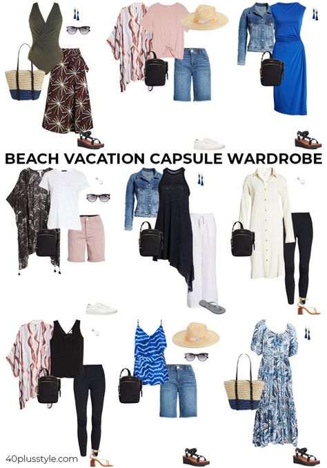 Beach Outfits Women Aesthetic, Beach Outfits Women Dresses, Summer Holiday Capsule Wardrobe, Beach Vacation Capsule Wardrobe, Elegant Beach Outfit, Beach Holiday Wardrobe, Beach Capsule Wardrobe, Fall Beach Outfits, Fall Vacation Outfits