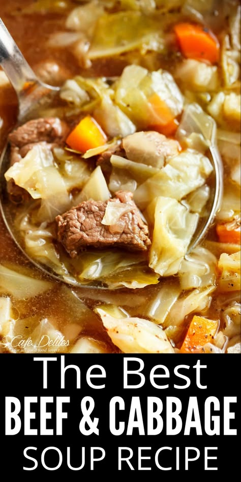 Steak And Cabbage Soup, Old Fashioned Vegetable Beef Soup With Cabbage, Beef Stew With Cabbage Recipe, Beef Stew And Cabbage, Cabbage Stew Beef, Cabbage Soup With Beef Broth, Best Ever Cabbage Soup, Cabbage And Beef Soup Recipes, Soups Made With Cabbage