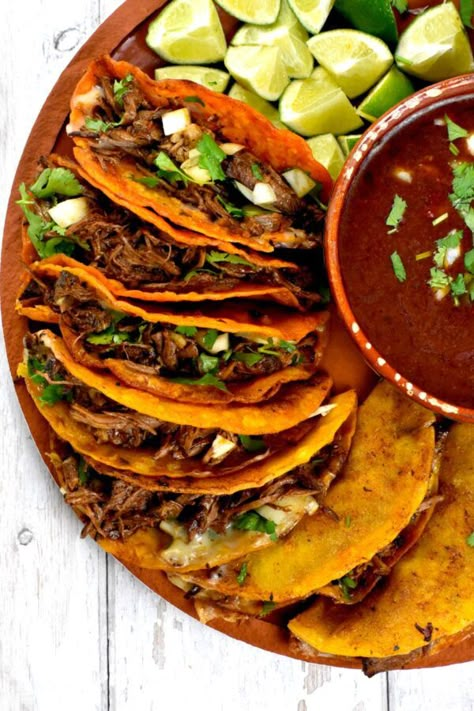 Birria Tacos - GypsyPlate Burrs Tacos, Flattop Recipes, Fried Tacos, Birria Tacos, Blackstone Recipes, Mexican Beef, Blackstone Grill, Griddle Recipes, Mexican Tacos