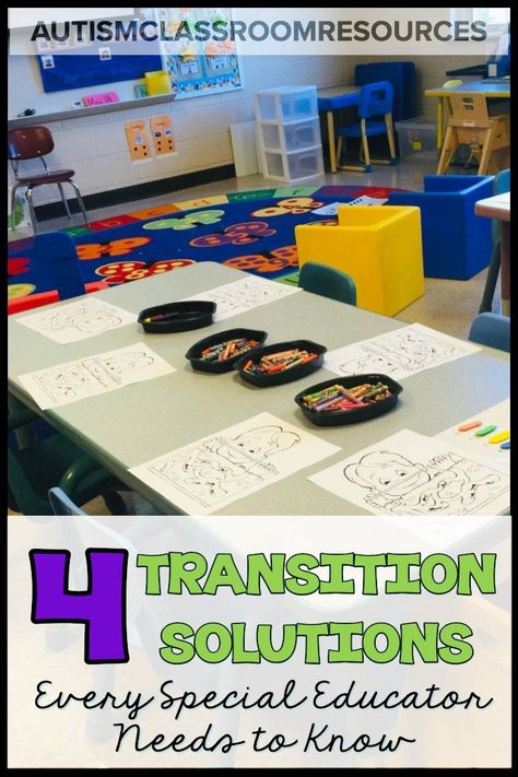 Do you struggle with transitions in your special ed classroom? Have you ever been running the classroom and the activity is going really well? And then you go to transition to the next activity and it falls apart? This post has got you covered! Check out this post for 4 solutions for common transition problems that get you off track. #specialeducation #classroommanagement Kindergarten Special Ed Activities, Calming Special Education Classroom, Special Ed Preschool Activities, Special Ed Preschool, Preschool Transitions, Elementary Special Education Classroom, Special Ed Classroom, Transition Activities, Life Skills Curriculum