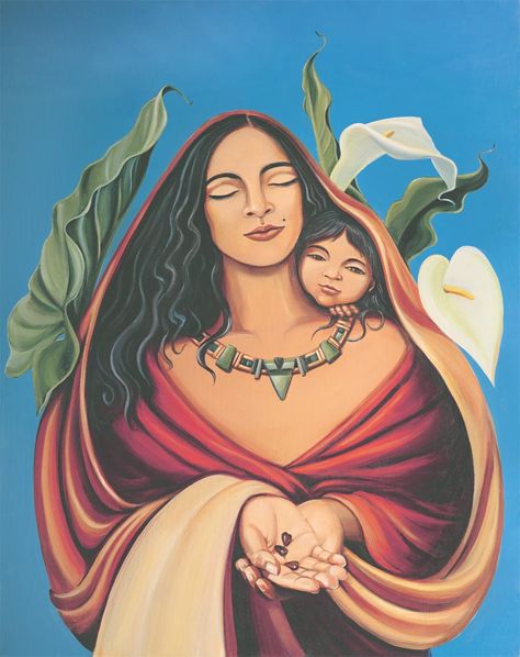 The Seeds of Love that we plant in our children continue to grow for generations. Artwork by Laura Vazquez Rodriguez Mexican Art Painting, Mexican Artwork, Hispanic Art, Mexican Paintings, Latino Art, Mexican Culture Art, Aztec Art, Chicano Art, Arte Inspo