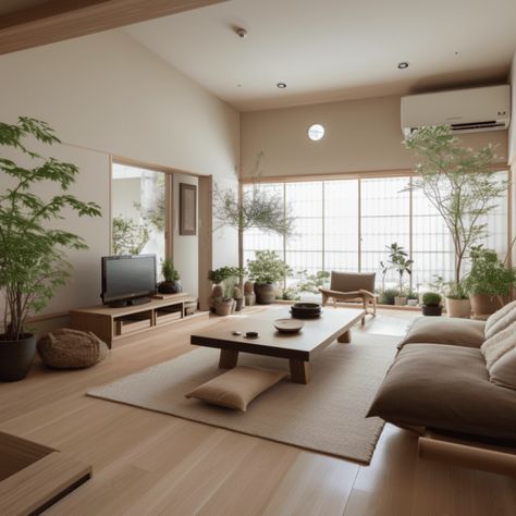 Wabisabi Living Rooms, Japanese Boho Interior, Japanese Zen Living Room, Japandi Patio, Wabisabi Living, Wabisabi Interiordesign, Traditional Japanese Living Room, Japan Living Room, Interior Japandi