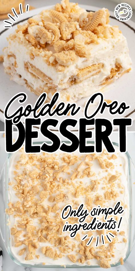 Golden Oreo Recipes, Oreo Cookie Dessert, Oreo Dessert Easy, Dirt Dessert, Oreo Delight, Vanilla Oreo, Oreo Dessert Recipes, Golden Oreo, Dirt Cake