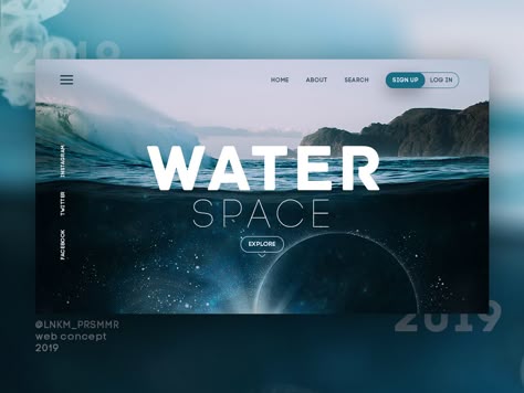 Water Space ui web design Water Website Design Inspiration, Creative Website Design Ideas, Water Website Design, Water Website, Water Graphic Design, Cool Website Design, Space Website, Bio Pool, Space Layout