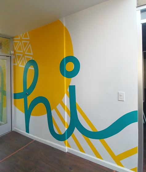 Office Creative Wall Design, Mural Office Wall, Entrance Wall Painting Ideas, Paint Ideas For Office Walls, Wall Painting Ideas Office, Retail Mural, Office Wall Paint Ideas, Office Mural Wall, Mural Design Wall