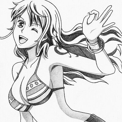 One Piece Nami Drawing, Nami Drawing Pencil, Nami Sketch, Nami Drawing, Peace Drawing, Life Calendar, Cat Burglar, One Piece Tattoos, Cute Sketches