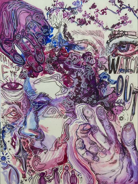 Indie Wall Painting, Body Mind And Soul Art, Purple Drawing Aesthetic, Trippy Abstract Art, Purple Aesthetic Drawings, Purple Aesthetic Drawing, Purple Painting Aesthetic, Alternative Aesthetic Art, Trippy Widget Icons