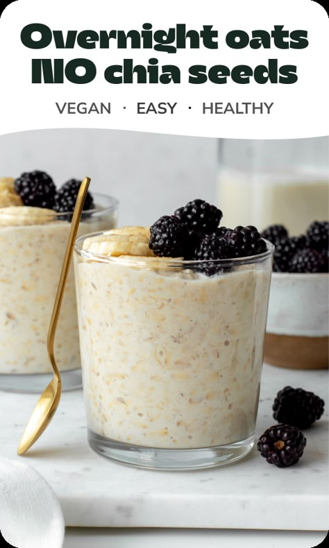 No chia seeds? No problem! Make these overnight oats without chia seeds with just 4 ingredients in less than 10 minutes! They're creamy, chewy, and a perfect vessel for your favorite toppings. Overnight Oats Without Chia Seeds, Meal Prep Recipes For Beginners, Dairy Free Overnight Oats, Best Meal Prep Recipes, Cheap Healthy Recipes, What Is Healthy Food, Chia Overnight Oats, Protein Overnight Oats, Overnight Oatmeal Recipes