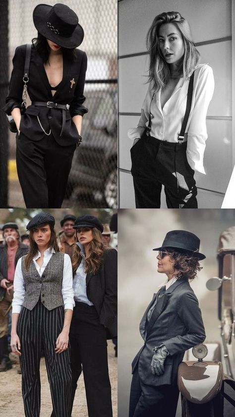 Womens Peaky Blinders Outfits, Speakeasy Bartender Outfit, Peaky Blinder Women Outfit, Speakeasy Fashion Women, Peaky Blinder Inspired Outfit Women, Pinky Blinders Outfit, Prohibition Womens Fashion, Peaky Blinders Womens Fashion, 1920 Mobster Women