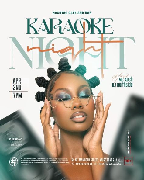 Karaoke Night Flyer Design, Club Design Background, Karaoke Design Posters, Karaoke Graphic Design, Night Club Graphic Design, Night Party Flyer Design, Club Flyers Design, Night Club Poster Design, Club Flyer Background