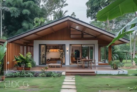 Rest House Design, Small Wooden House Design, Tropical House Exterior, Small Tropical House, Thailand House, Tropical House Design, Bali House, Small House Design Exterior, Barn Style House Plans