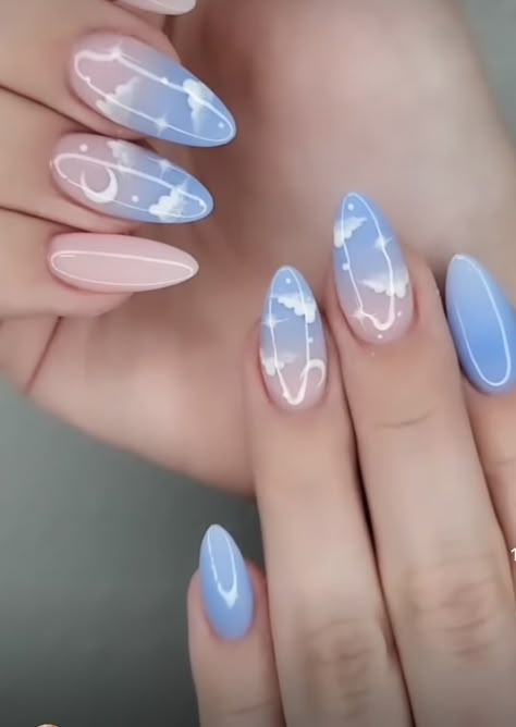 Dreamy Cloud Nails, Fake Nails Designs, Cute Simple Nails, Simple Gel Nails, Cute Nail Ideas, Really Cute Nails, Her Nails, Short Acrylic Nails Designs, Fancy Nails