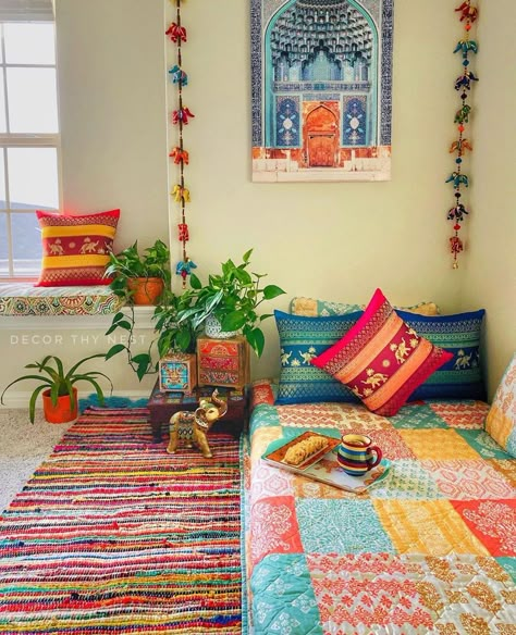 Colorful Room Decor, Indian Room Decor, Indian Bedroom Decor, Indian Room, Colourful Living Room Decor, Indian Bedroom, India Home Decor, Indian Home Design, Indian Home Interior