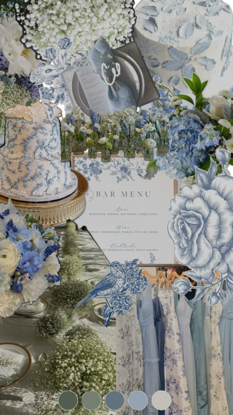 Wedding Blue And White Theme, Bridgerton Blue Wedding, Cornflower Blue Wedding Theme, Blue Garden Wedding Theme, Vintage Blue Wedding Theme, Navy Blue And Light Blue Wedding, Summer 2025 Wedding Colors, Sapphire Blue Wedding Theme, Steel Blue Wedding Theme