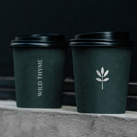 Cafe Branding Design, Coffee Graphics, Coffee Logo Design, Paper Cup Design, Coffee House Design, Coffee Shop Logo Design, Cafe Logo Design, Wild Thyme, London Cafe