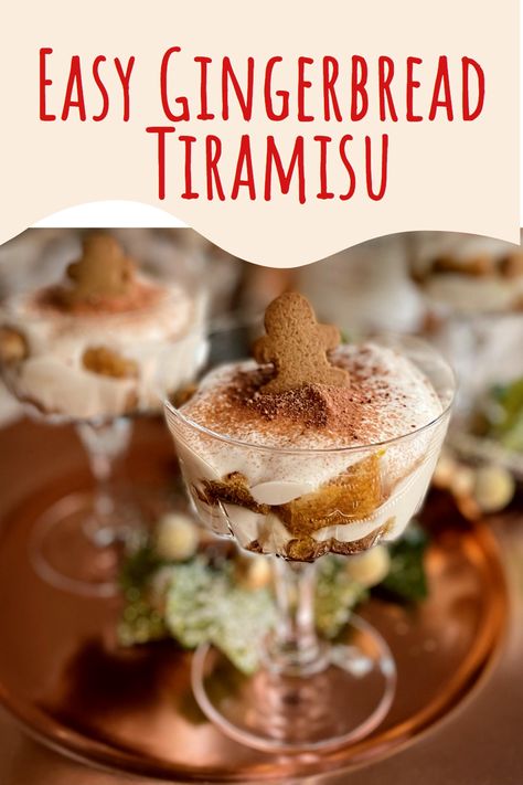 This gingerbread version of tiramisu is perfect for Christmas or holiday parties and extremely easy to put together then store in fridge until ready to serve and dust with cocoa powder and add a small gingerbread cookie for an adorably delicious garnish. Healthier tiramisu that is dairy-free and delicious! Healthier Tiramisu, Gingerbread Tiramisu, Fall Winter Desserts, Tiramisu Recipes, Gingerbread Dessert, Fall Sweets, Christmas Recipe Ideas, Gingerbread Recipes, Holiday Party Food