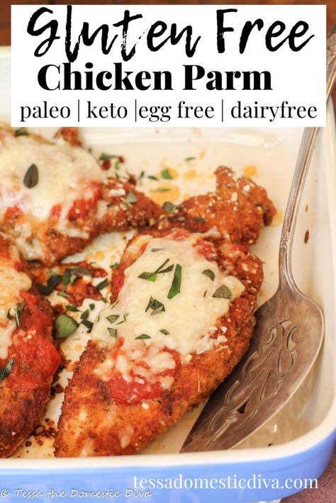 Chicken Parmesan Recipe No Egg, Paleo Chicken Parmesan, Gluten Free Chicken Parm, Gluten Free Chicken Dinner Recipes, Gluten Soy And Dairy Free Recipes, Gluten Free Chicken Recipes For Dinner, Dairy Free Chicken Parmesan, Gluten Free Chicken Parmesan, Green Bean Casserole With Bacon