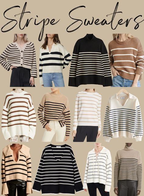 The best time to wear a striped sweater is all the time. So if you don't already own some you should definitely add these to your closet! Cream And Navy Steiped Sweater, Sailor Sweater Outfit, Winter 2023 Fashion Trends, Fashion 2023 Winter, Kat Jamieson, Striped Sweater Outfit, Striped Sweaters, Stripes Sweater, 2023 Fashion Trends