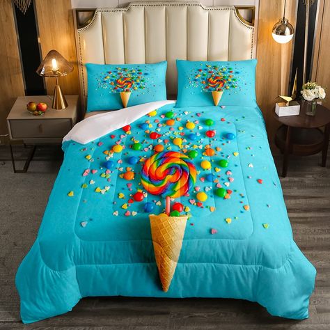 Candy Themed Bedroom, Candy Kids, Sports Bedding, Rainbow Lollipops, Candyland Christmas, Candy Theme, Bed Quilt, Kids Candy, Themed Bedroom