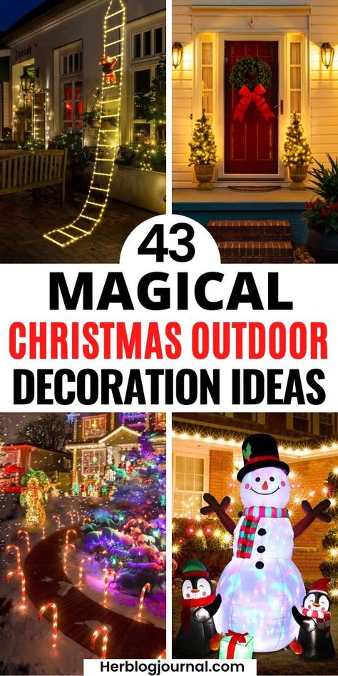 Christmas outdoor decorations for front yard Front Yard Decorations For Christmas, Outdoor Yard Christmas Lights, Christmas Outdoor Ideas Yard Decorations, Diy Christmas Light Decorations Outdoor, Outdoor Christmas Lighting Ideas Houses, Front Lawn Christmas Decor Ideas, Outdoor Christmas Inspiration, Christmas Lawn Decor Ideas, Outdoor Christmas Decorations Yard Lawn Ornaments Diy