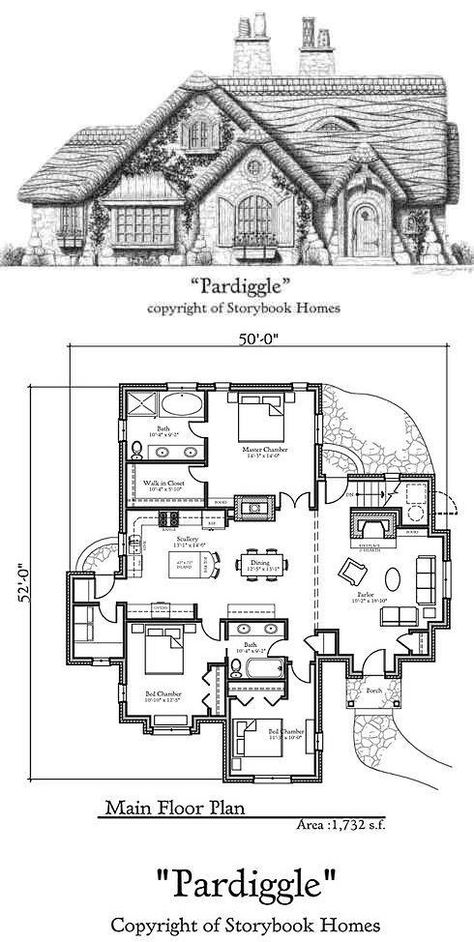 Garden House Floor Plan, Storybook Homes Floor Plans, Fairy Cottage Floor Plans, Cottage House Blueprints, Irish Cottage Layout, Medieval Floor Plans, Cool House Floor Plans, Interesting Floor Plans, Scottish Cottage Floor Plans