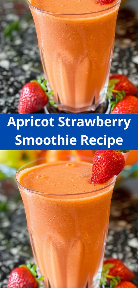 Want new apricot recipes? Our Apricot Strawberry Smoothies Recipe is ideal! A healthy smoothie recipe easy to make, perfect for breakfast ideas and kids. Enjoy this delicious drink recipe. Apricot Tart Recipe, Layered Smoothie, Apricot Slice, Strawberry Smoothie Recipe, Healthy Smoothie Recipe, Easy Healthy Smoothie Recipes, Fruit And Yogurt, Apricot Smoothie, Quick Smoothies