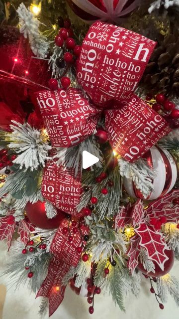 Liliana Jaimes| Holiday decor | Adding ribbon to your Christmas tree doesn’t have to be intimidating. Here is an easy way to do it 🎀🎄  #tutorial #ribbontutorial #houston... | Instagram Using Ribbon On Christmas Tree, Xmas Tree Ribbon Ideas, Ribbon On Trees Christmas, Christmas Ribbon Crafts, Christmas Tree Decorations Ribbon, Balloons Ideas, Christmas Bows Diy, Ribbon Tree, Slim Christmas Tree