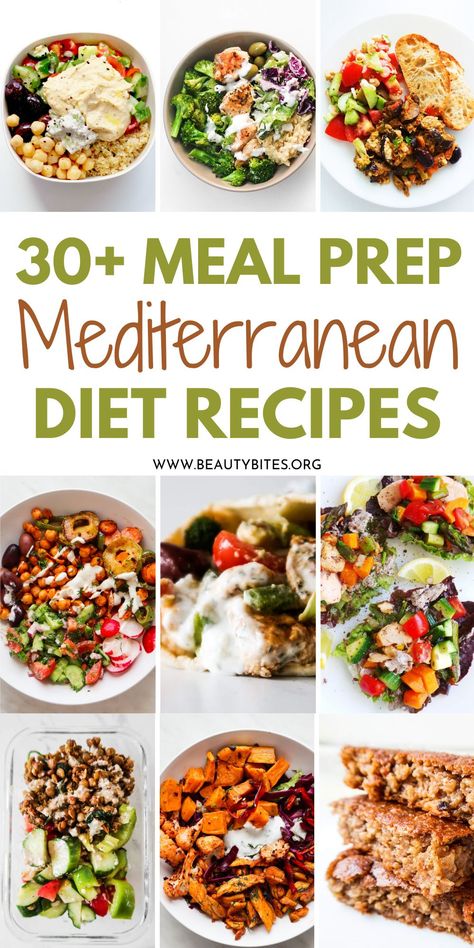 Meal Prep Mediterranean, Meal Prep For Breakfast, Healthy Meal Prep Recipes, Mediterranean Diet Food List, Mediterranean Recipes Healthy, Mediterranean Diet Recipes Dinners, Mediterranean Diet Meal Plan, Easy Mediterranean Diet Recipes, Mediterranean Diet Plan