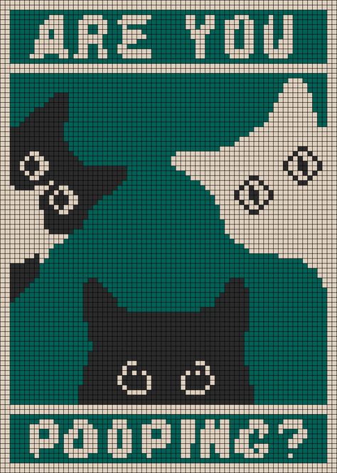 Tapestry Cat Pattern, Cats Alpha Pattern, Two Colour Alpha Pattern, Black Cat Alpha Pattern, Cat Tapestry Crochet Pattern, Free Alpha Patterns, Funny Tapestry Crochet, Alpha Patterns Funny, Crochet Cat Tapestry