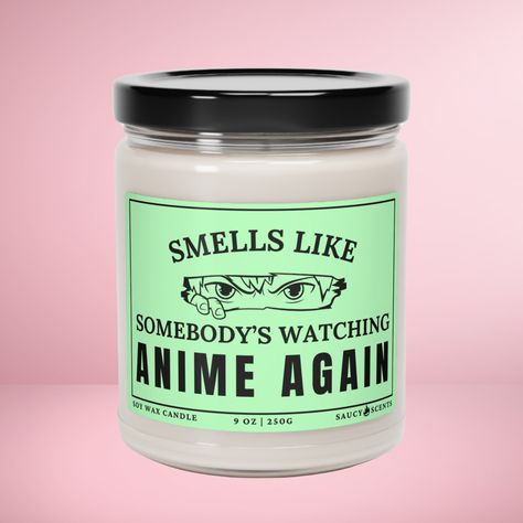 Smells like, Anime Gifts for her, Anime Lover Gift, Funny Candle, Scented Soy Candle, Gifts for him, Gifts for boyfriend, Manga Gift by TheSaucyScentsCo on Etsy Anime Gift Basket Ideas, Anime Birthday Gifts, Studio Ghibli Funny, Ghibli Funny, Anime Birthday, Manga Gift, Howls Moving, Candle Smells, Funny Candle