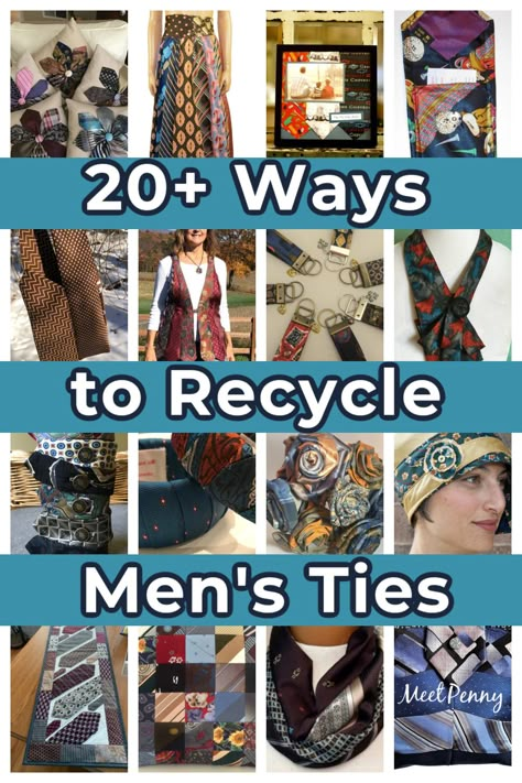 Used Neck Ties Ideas, Men's Ties Crafts Ideas, Craft Ideas Using Mens Ties, Repurposed Ties Upcycle, Crafts With Mens Ties Ideas, Crafts Using Mens Neckties, What To Do With Ties Ideas, Projects With Neckties, Crafts Made From Mens Ties