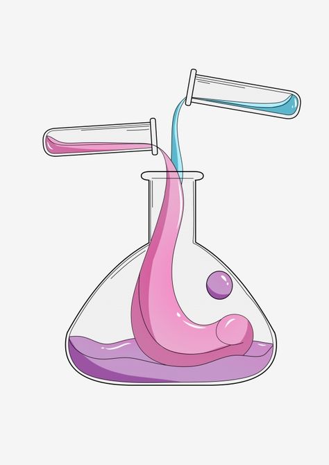 Chemical Reactions Aesthetic, Chemistry Lab Illustration, Cute Chemistry Stickers, Chemistry Design Ideas, Chemistry Aesthetic Art, Chemical Drawing, Chemistry Doodles, Pink Chemistry, Chemistry Cartoon