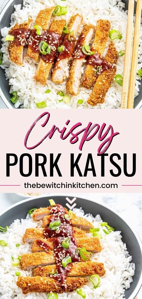 Try this Pork Katsu recipe for a simple, scrumptious, and satisfying dish that boasts some of the juiciest, crunchiest pork cutlets you have ever encountered. The cutlets are hand-breaded in panko before frying for an extra airy, extra crispy, totally irresistible exterior. The pork cutlet then gets drenched in a mouthwatering katsu sauce. Pork Katsu Recipe, Pork Tonkatsu Recipe, Stove Meals, Pork Tonkatsu, Stir Fry Healthy, Asian Pork Chops, Katsu Sauce, Pork Katsu, Pork Cutlet Recipes