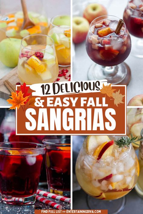 12 Of The Best Fall Sangria Recipes | Cocktails Fall Drink Party, Honey Crisp Sangria, Sangria Mixed Drinks, Bridal Party Getting Ready Drinks, Fall Drink For Party, Fall Harvest Sangria, Fall Mimosa Bar Ideas Brunch Party, Chardonnay Sangria Recipes, Easy Fall Sangria Recipes For A Crowd