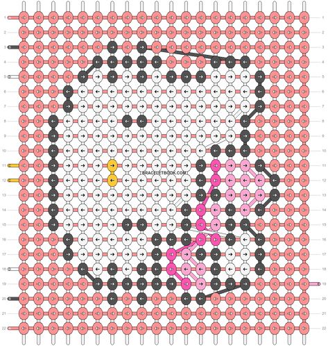 Alpha pattern #52390 | BraceletBook Hello Kitty Friendship Bracelet, 2020 Trends, Alpha Pattern, Alpha Patterns, Friendship Bracelet Patterns, Bracelet Patterns, Friendship Bracelet, Friendship Bracelets, Macrame