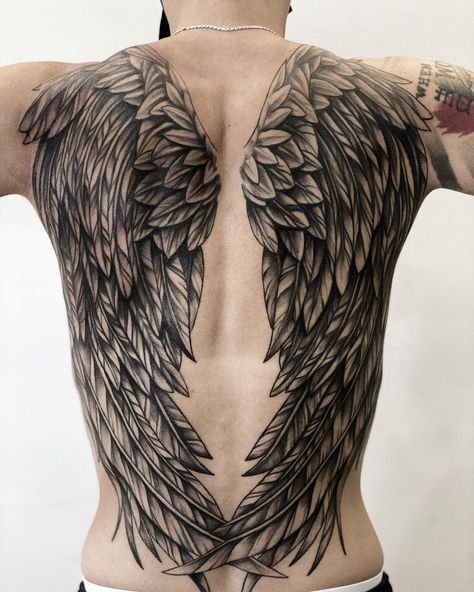 Angel Wings Tattoo Mens Wings Back Tattoo, Angel Wings Back Tattoo For Men, Men’s Wing Tattoo, Angel Wings On Back Tattoo, Angel Wings Tattoo Man, Angel Wing Back Tattoo, Angel Wing Drawing Tattoo, Back Wing Tattoo, Back Tattoo Wings