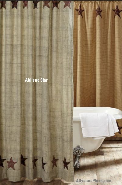 curtain panels,prairie curtains,prairie swag,swag,tier panels,valance,shower curtain,vhc,ihf,park design Prairie Curtains, Primitive Shower Curtains, Country Baths, Farmhouse Shower Curtain, Primitive Bathrooms, Primitive Star, Bathroom Ambiance, Farmhouse Rustic Decor, Americana Home