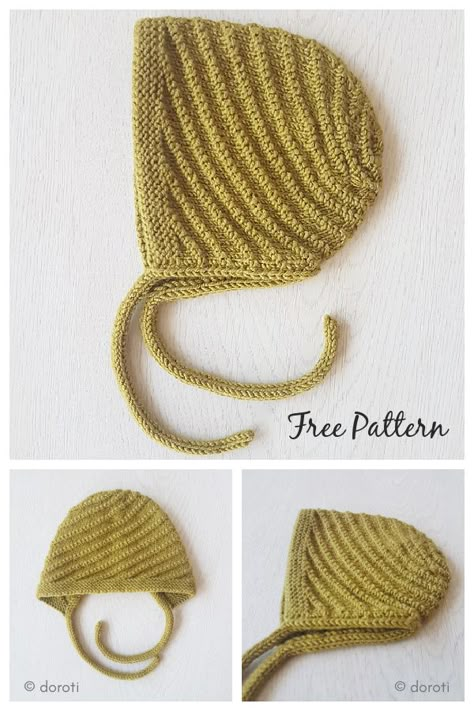 Baby Bonnet Pattern Free, Lace Baby Bonnet, Baby Hat Knitting Patterns Free, Baby Bonnet Pattern, Baby Hat Knitting Pattern, Bonnet Pattern, Knitted Hats Kids, Crochet Brooch, Crochet Baby Hat