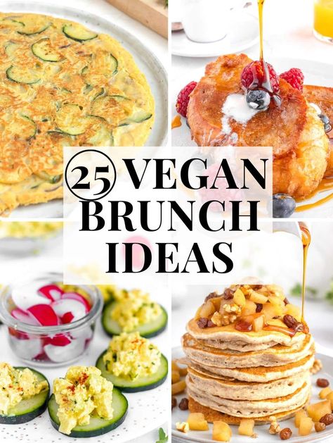 Planning a vegan brunch and don't know what to make? We've got you covered with these 25 vegan brunch ideas! Find your favorite by browsing through this list, and take your pick: easy pancakes, homemade nutella, vegan egg salad, chickpea frittatas and many more. Vegan Brunch Ideas, Vegan Brunch Recipes, Vegetarian Brunch, Vegan Breakfast Easy, Vegan Brunch, Vegan Banana Bread, Savory Vegan, Vegan Banana, Best Vegan Recipes