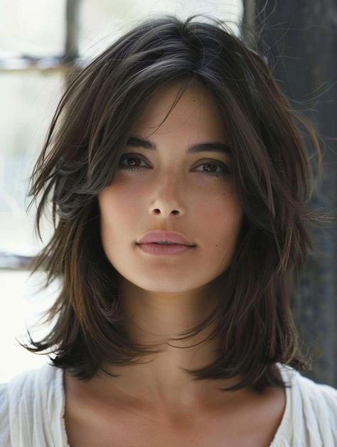 Haircuts With Bangs Round Face, Shoulder Length Hair For Round Faces, Mama Haircut, Shaggy Shoulder Length Hair, Shaggy Bob Hairstyles, Shoulder Length Haircuts, 60 Hairstyles, Haircuts For Medium Length Hair, Layered Haircuts For Medium Hair