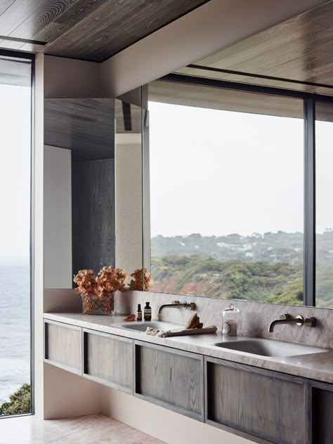 Bathroom | Great Ocean Road House Bathroom by Rob Mills Architecture + Interiors - Est Living | Interiors, Architecture, Designers & Products Interior Design Bathroom, Est Living, Road House, The Local Project, Interior Bathroom, Countryside House, Design Del Prodotto, Great Ocean Road, Powder Rooms