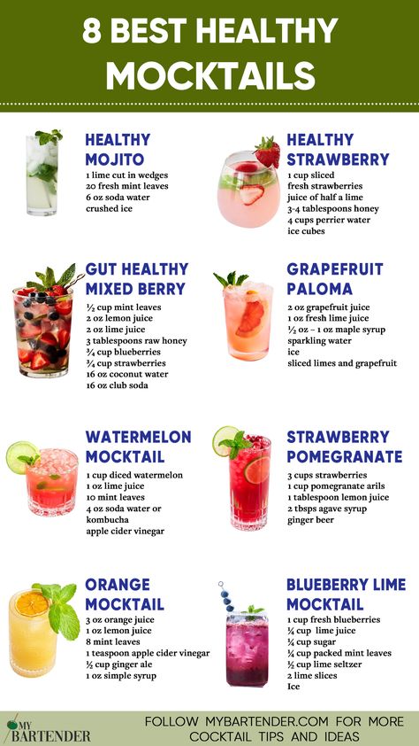 Healthy Mocktails Anti Oxidant Drinks, Drinks Mocktail Recipes, Mojito Recipe Mocktail, Mint Drinks Healthy, Vitamin Drinks Recipes, Mocktails For Superbowl, Tequila Mocktail Recipe, Signature Drink Mocktail, Mocktails That Are Good For You