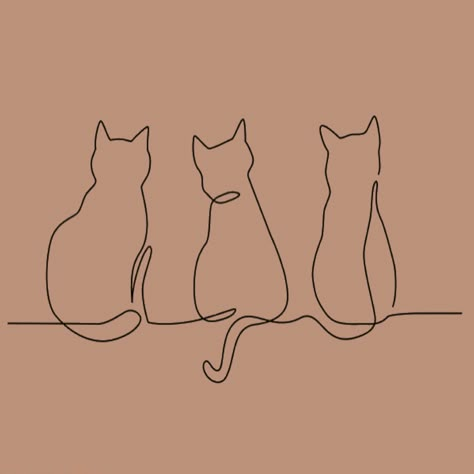 3 Cats Together Tattoo, Trio Cat Tattoo Ideas, Three Cats Tattoo Simple, Cat Sibling Tattoo, Trio Cat Tattoo, Cat Tattoo 3 Cats, Multiple Cat Tattoo, Three Cat Tattoo, Three Cats Drawing