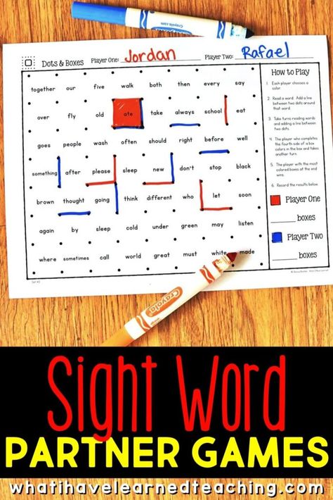 Sight Word Partner Games for High-Frequency Words Spelling Second Grade, Literacy Games Elementary, Literacy Games 2nd Grade, Fun Reading Games For 2nd Grade, Fun Reading Games For 1st Grade, 1st Grade High Frequency Word Activities, Sight Word Bingo First Grade, 3rd Grade Sight Word Activities, Sight Word Activities Second Grade