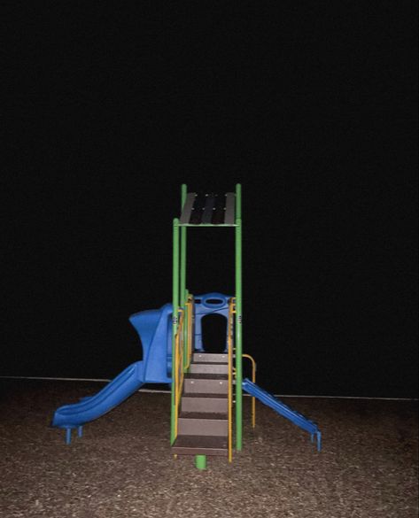 Liminal eerie creepy dark night park Liminal Spaces Playground, Dark Liminal Spaces, Empty Playground Aesthetic, Dark Country Aesthetic, Liminal Space Creepy, Playground At Night, Playground Aesthetic, Place Background, Night Park