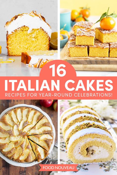 There's a place for cake at any celebration, and these 16 rustic, unfussy Italian cake recipes are welcome at any gathering, any time of year! Italian Cake Recipes Easy, Italian Bakery Recipes, Healthy Italian Desserts, Italian Cake Recipes, Italian Desserts Easy, Italian Desserts Traditional, Mediterranean Foods, Desserts Around The World, Italian Sweets