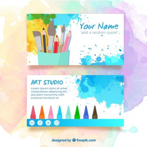 Artist Business Cards Design, Sample Business Cards, Artist Business Card, Visiting Card Design, Artist Business Cards, Diy Business Cards, Business Card Inspiration, Kids Art Class, Visiting Card